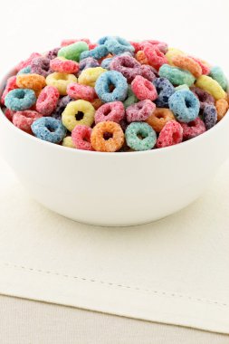 Kids delicious and nutritious cereal loops or fruit cereal clipart