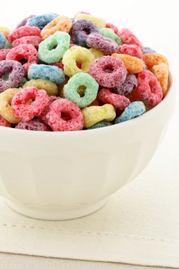 Kids delicious and nutritious cereal loops or fruit cereal clipart