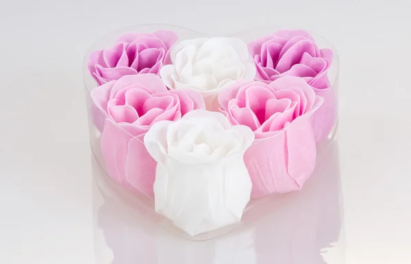 stock image Roses in Gift Box on White Background