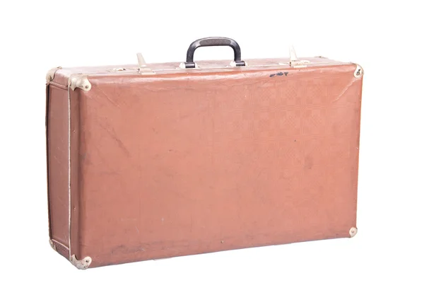 Старый чемодан на белом фоне, изолирован — стоковое фото