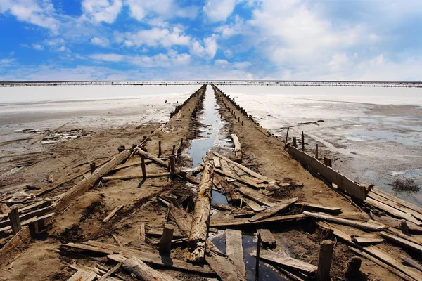 Salt production on Sivash lake — Stock Photo, Image