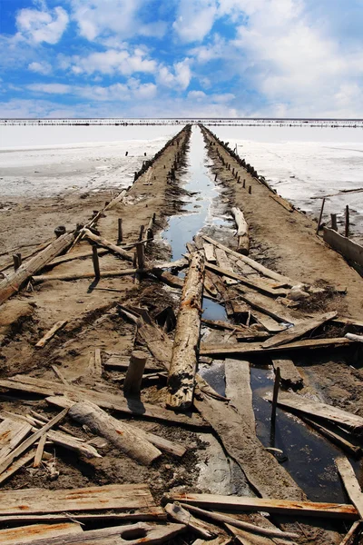 stock image Salt production on Sivash lake