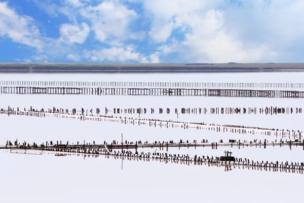 Sivash 湖の塩の生産 — ストック写真