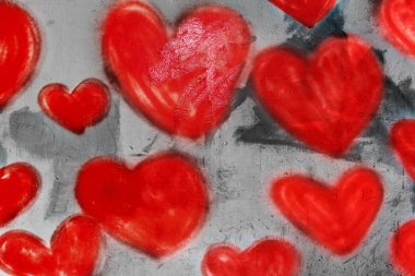 Hearts painted on the wall clipart