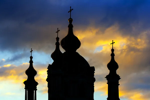 Silhouette of St. Andrew Cathedral in Kiev — Stock Photo, Image