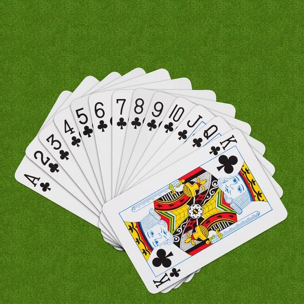 Clubes de cartas de jogo — Fotografia de Stock