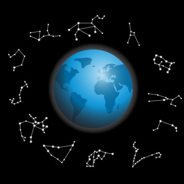 Constellations around the globe illustration clipart