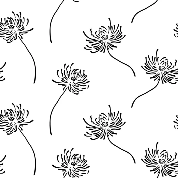 Hand drawn floral wallpaper with set of different flowers. — Stock Photo, Image