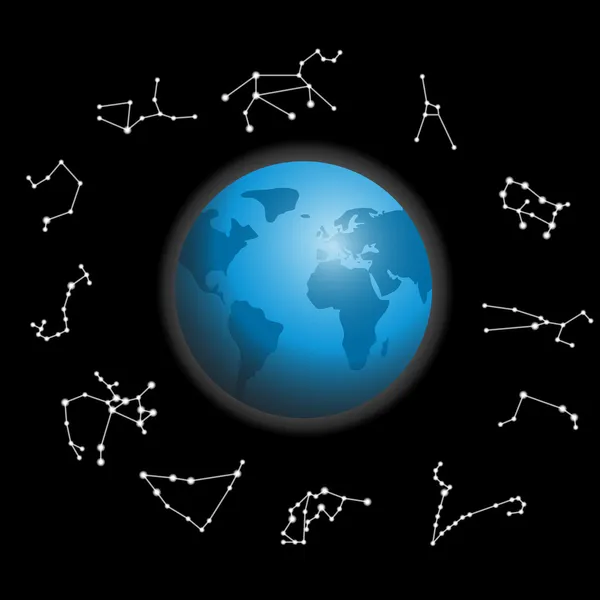 Constellations around the globe illustration — Stockfoto