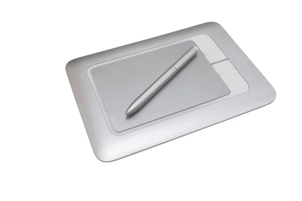 Beyaz arka plan üzerinde izole elektronik çizim kalem tablet — Stok fotoğraf