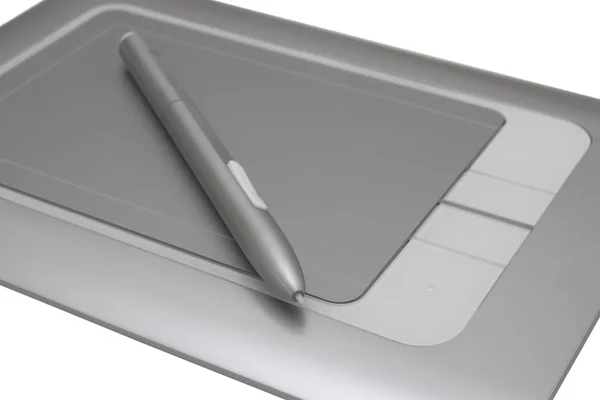 Beyaz arka plan üzerinde izole elektronik çizim kalem tablet — Stok fotoğraf