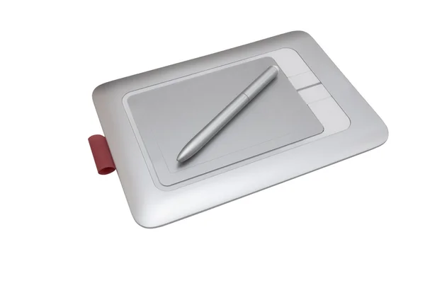 Comprimido de caneta de desenho electrónico isolado sobre fundo branco — Fotografia de Stock