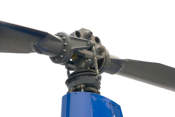 Blade and blue helicopter gearbox — Stock Photo, Image