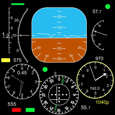 Control panel in a plane cockpit clipart