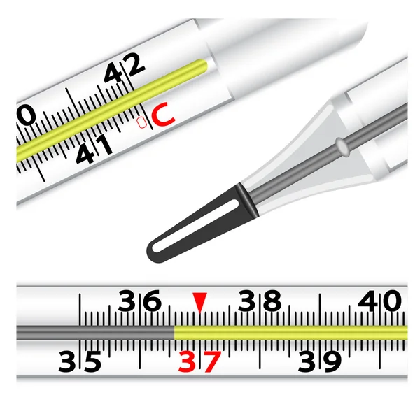 Termômetro de mercúrio de vidro médico — Fotografia de Stock
