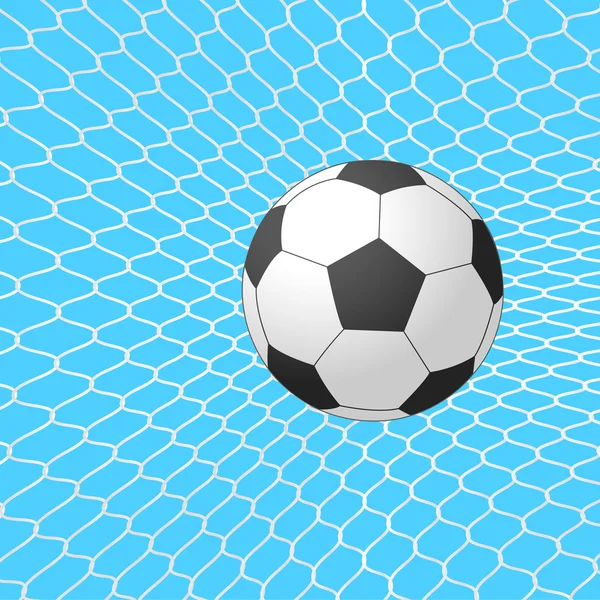 Balón de fútbol en el gol. — Foto de Stock
