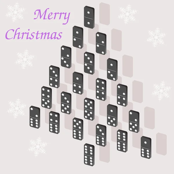 Un hermoso árbol de dominó. Tarjeta de Navidad. —  Fotos de Stock