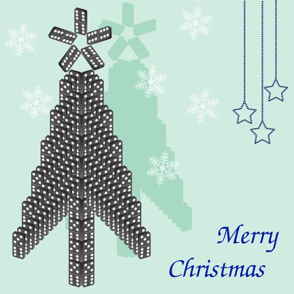 Ett vackert träd av dominobrickor. Julkort. — Stockfoto