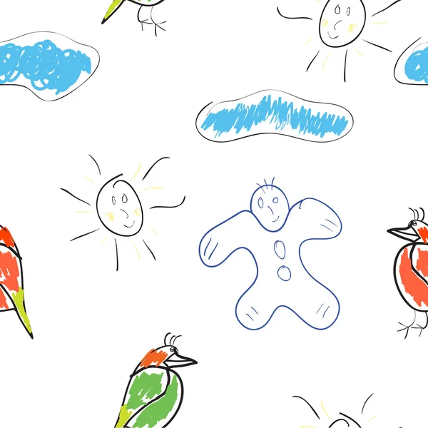 Seamless wallpaper children's drawings — Stock Photo, Image