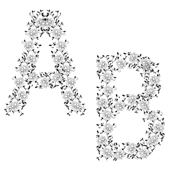 Alfabeto ornamental dibujado a mano. Letra AB —  Fotos de Stock