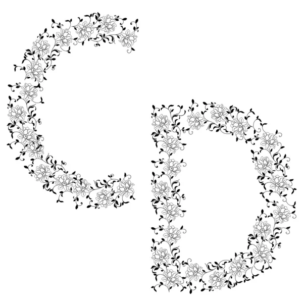 Disegno a mano alfabeto ornamentale. Lettera CD — Foto Stock