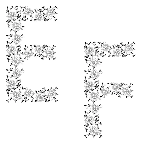 Disegno a mano alfabeto ornamentale. Lettera EF — Foto Stock