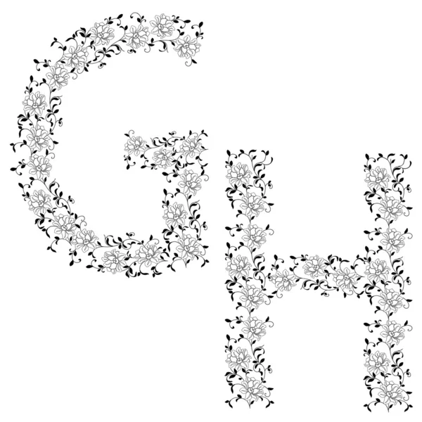 Χέρι σχεδίασης διακοσμητικά αλφάβητο. γράμμα gh — Φωτογραφία Αρχείου