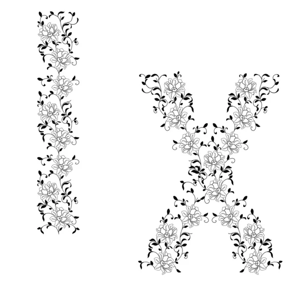 Handzeichnung ornamentales Alphabet. Buchstabe ix — Stockfoto