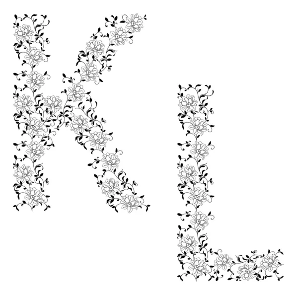 Handzeichnung ornamentales Alphabet. Buchstabe kl — Stockfoto