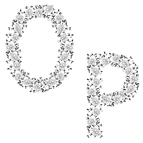 Desenho à mão alfabeto ornamental. Carta OP — Fotografia de Stock