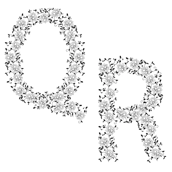 Hand tekening sier alfabet. brief qr — Stockfoto