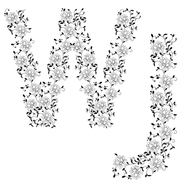 Handzeichnung ornamentales Alphabet. Buchstabe wj — Stockfoto