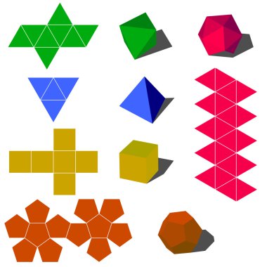 Colorfull 3d geometric shapes clipart