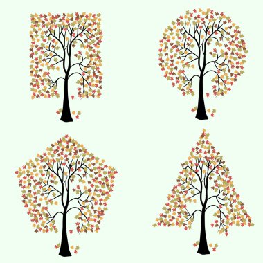 ağaçlar farklı geometrik şekiller.