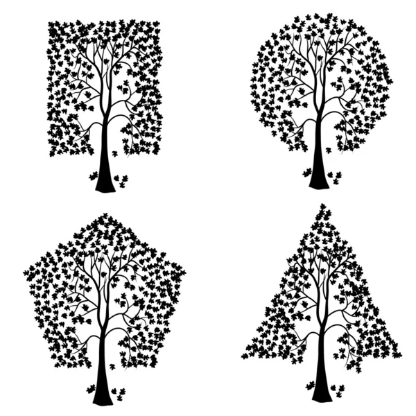 Bäume unterschiedlicher geometrischer Formen. — Stockfoto