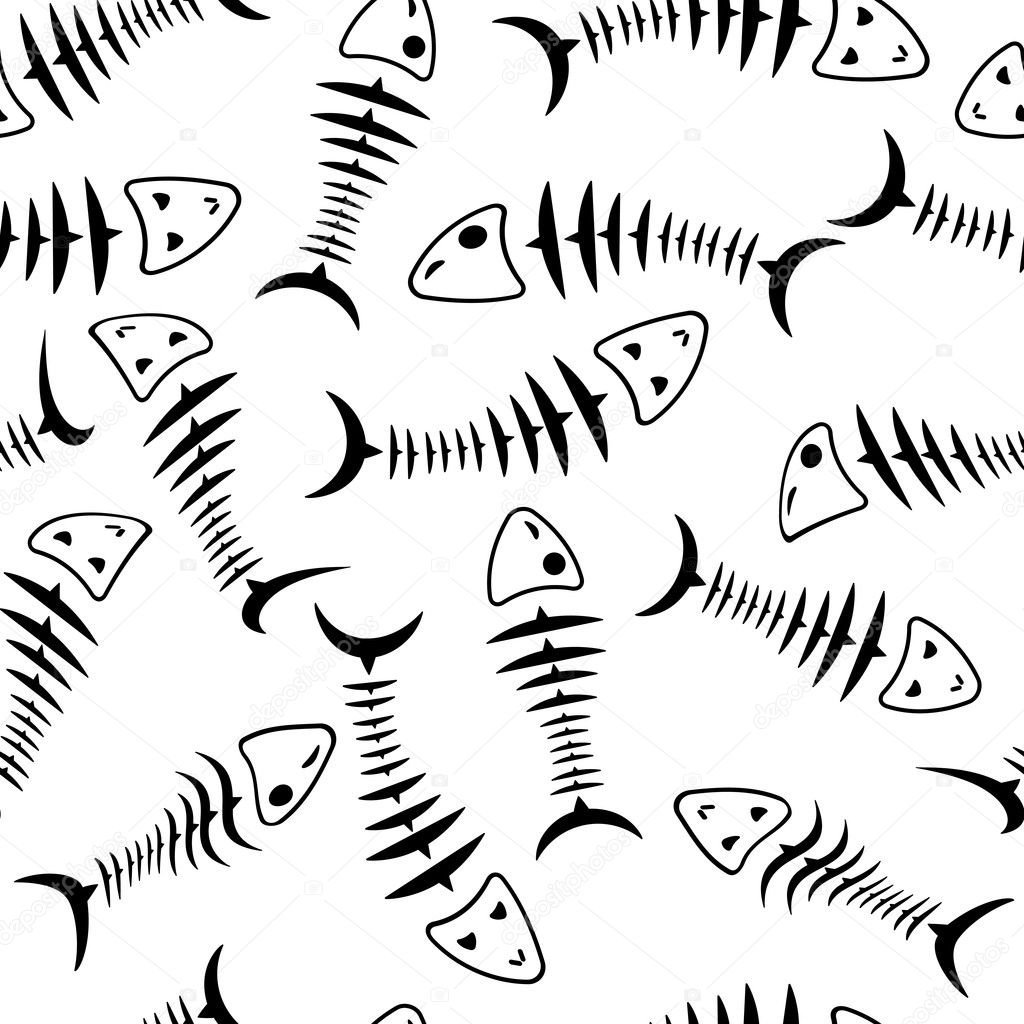 Seamless wallpaper skeleton fish