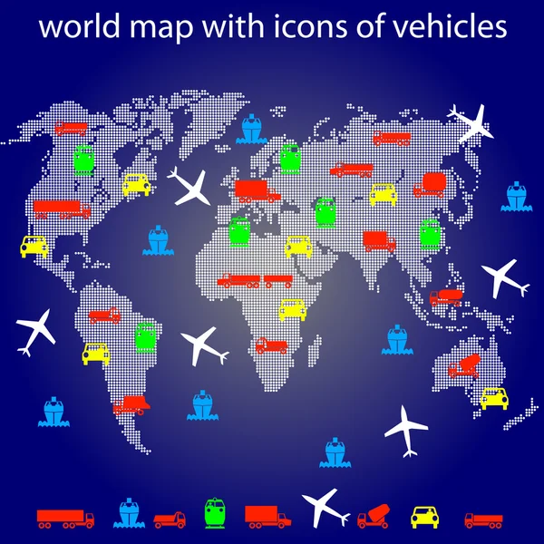 Carte du monde avec des icônes pour voyager — Photo
