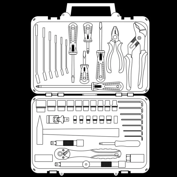 Conjunto de diferentes herramientas en una caja — Foto de Stock