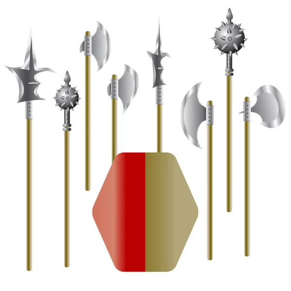 Ilustración de armas medievales y escudo — Foto de Stock