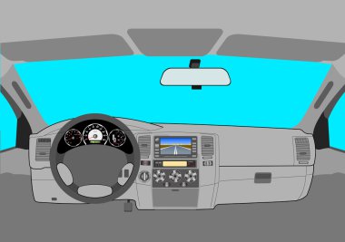 The car without a driver on the road. clipart