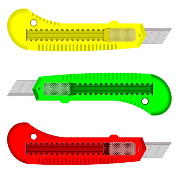 Plastikmesser für das Papier auf weißem Hintergrund. — Stockfoto