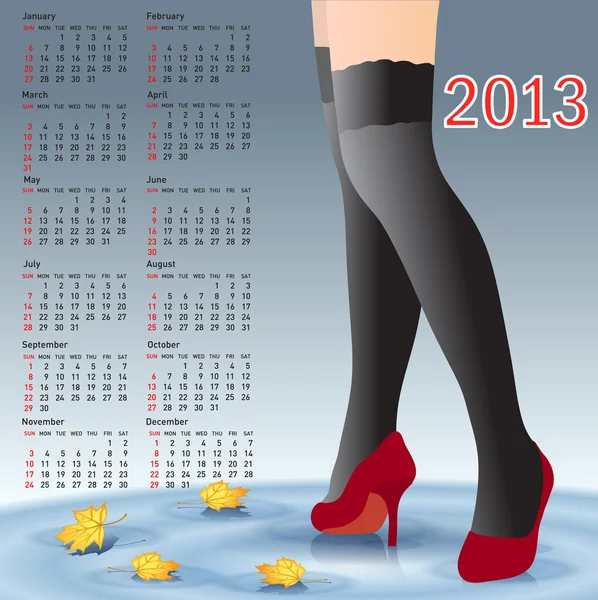 2013 日历女性双腿的丝袜 — 图库照片