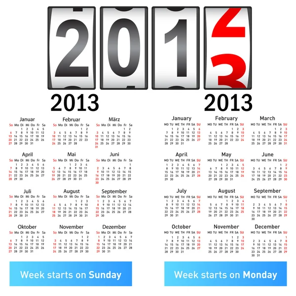 Stylish German calendar for 2013. In German and English. — Stock Photo, Image