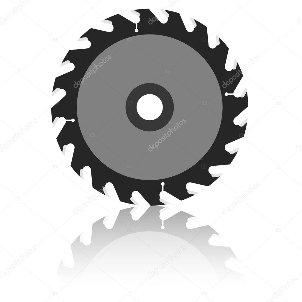 Circular saw blade on a white background.