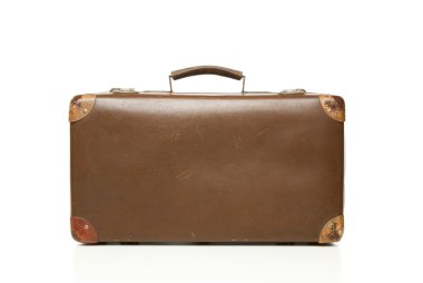 Vintage leather suitcase isolated on white clipart