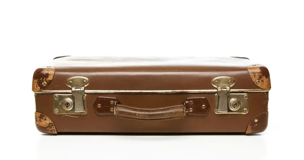 Valise vintage rayée isolée sur fond blanc — Photo