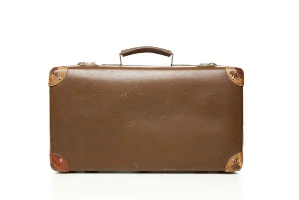 Vintage läder resväska isolerad på vit — Stockfoto