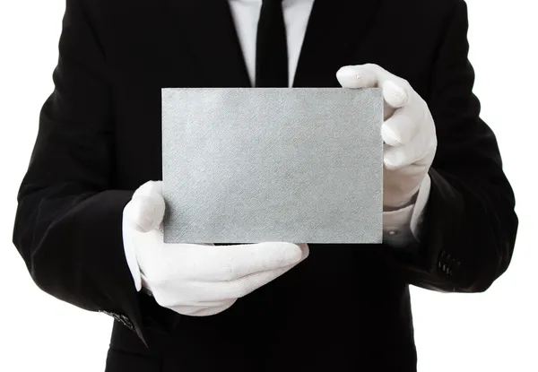 Cartão de prata em branco com espaço de cópia — Fotografia de Stock