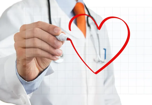 Doctor drawing heart shape — Stock Photo, Image