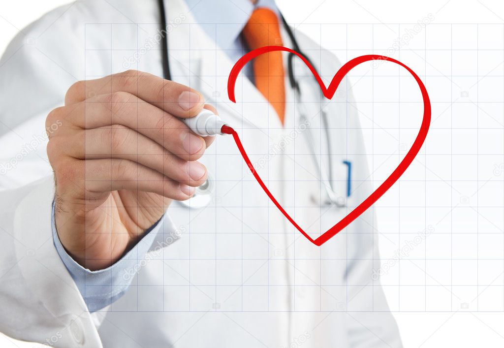 Doctor drawing heart shape